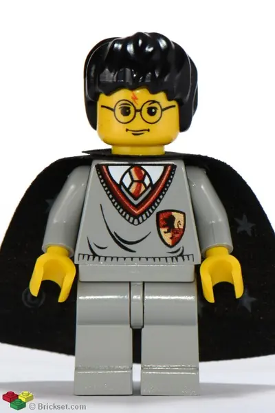 HP005:  Harry Potter - Gryffindor Shield Torso, Light Gray Legs, Black Cape with Stars