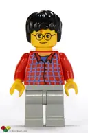 Minifigurka: HP025:  Harry Potter - Red Shirt Torso, Light Gray Legs