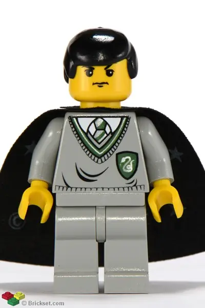 HP026:  Gregory Goyle - Light Gray Slytherin Sweater and Legs, Black Cape with Stars, Black Hair (Harry Potter Transformation)