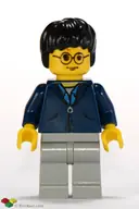 Minifigurka: HP033:  Harry Potter - Dark Blue Jacket Torso, Light Gray Legs