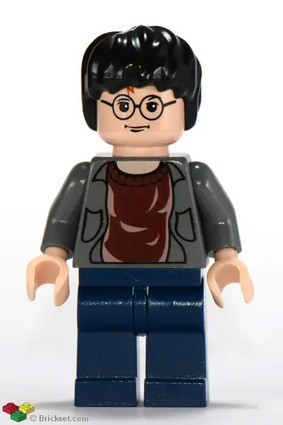HP057:  Harry Potter - Dark Bluish Gray Open Shirt Torso, Dark Blue Legs