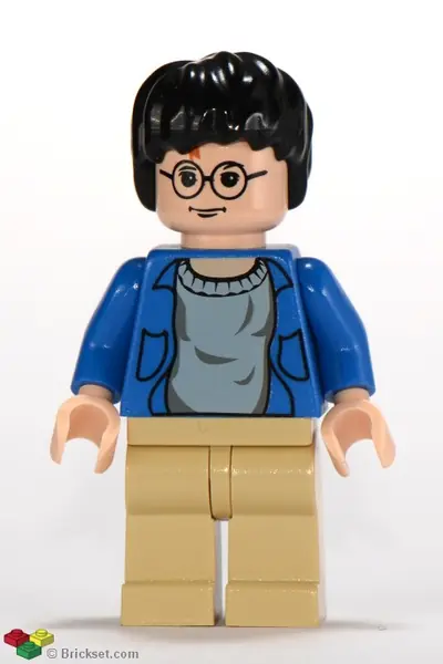HP059:  Harry Potter - Blue Open Shirt Torso, Tan Legs, Light Nougat Hands & Head
