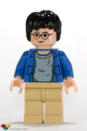 Minifigurka: HP059:  Harry Potter - Blue Open Shirt Torso, Tan Legs, Light Nougat Hands & Head