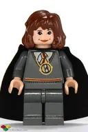 Minifigurka: HP063:  Hermione Granger - Gryffindor Stripe Torso with Time Turner Necklace, Dark Bluish Gray Legs, Black Cape