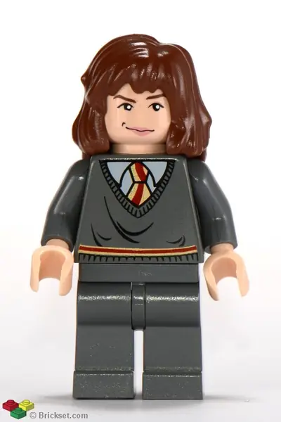 HP065:  Hermione Granger - Gryffindor Stripe Torso, Dark Bluish Gray Legs, Sleeping / Awake Face