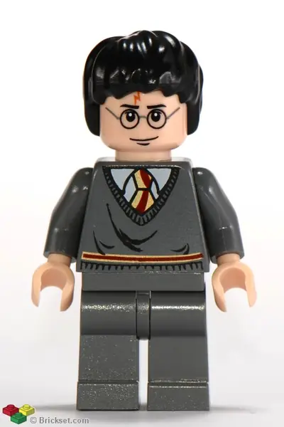 HP086:  Harry Potter - Gryffindor Stripe Torso, Dark Bluish Gray Legs, Eyebrows Above Glasses