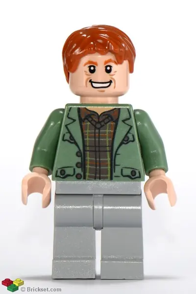 HP089:  Arthur Weasley - Sand Green Open Jacket, Light Bluish Gray Legs