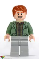 Minifigurka: HP089:  Arthur Weasley - Sand Green Open Jacket, Light Bluish Gray Legs