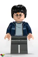 Minifigurka: HP116:  Harry Potter - Dark Blue Open Jacket with Stripe, Dark Bluish Gray Legs