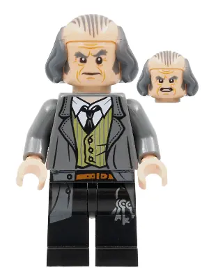 HP140:  Argus Filch - Bald on Top, Dark Bluish Gray Jacket