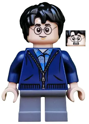 HP153:  Harry Potter - Dark Blue Zip Up, Dark Bluish Gray Short Legs