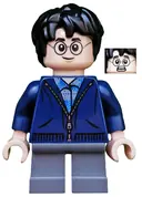 Minifigurka: HP153:  Harry Potter - Dark Blue Zip Up, Dark Bluish Gray Short Legs