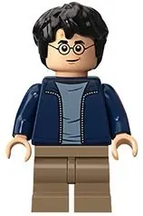 HP175:  Harry Potter - Dark Blue Open Jacket over Sand Blue Shirt, Dark Tan Medium Legs