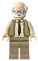 Minifigurka: HP193:  Ernie Prang - Olive Green Vest Knit, Half Bald, Dark Tan Legs