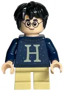 Minifigurka: HP206:  Harry Potter - Dark Blue Sweater with Letter H, Tan Short Legs