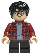 Minifigurka: HP233:  Harry Potter - Dark Red Plaid Flannel Shirt, Black Short Legs