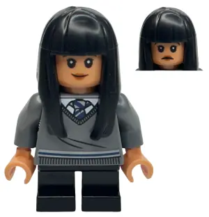 HP263A:  Cho Chang - Dark Bluish Gray Ravenclaw Sweater with Crest, Black Short Legs, Flexible Rubber Hair
