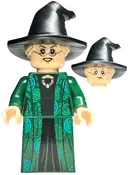 Minifigurka: HP274:  Professor Minerva McGonagall - Dark Green Robe over Black Dress, Hat with Hair