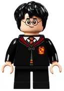 Minifigurka: HP281:  Harry Potter - Gryffindor Robe Clasped, Sweater, Shirt and Tie, Black Short Legs