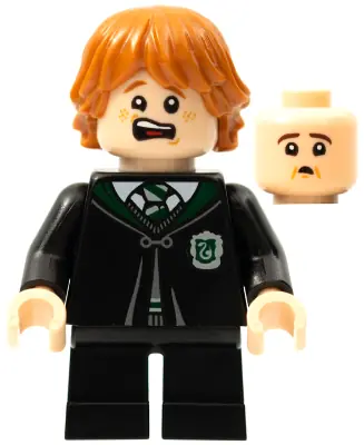 HP287:  Ron Weasley - Black Slytherin Robe and Short Legs (Vincent Crabbe Transformation)