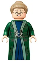 Minifigurka: HP293:  Professor Minerva McGonagall - Dark Green Robe over Dark Blue Dress, Dark Tan Hair