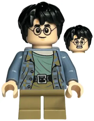 HP316:  Harry Potter - Sand Blue Jacket, Dark Tan Short Legs, Grin / Scared