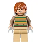 Minifigurka: HP339:  Ron Weasley - Striped Sweater, Tan Legs