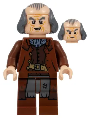 HP353:  Argus Filch - Bald on Top, Reddish Brown Coat, Dark Brown Vest, Printed Legs