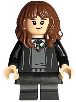 HP378:  Hermione Granger - Hogwarts Robe, Black Tie, Skirt, and Short Legs with Dark Bluish Gray Stripes
