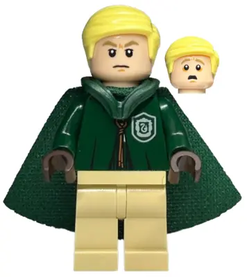 HP430:  Draco Malfoy - Dark Green Slytherin Quidditch Uniform with Hood and Cape