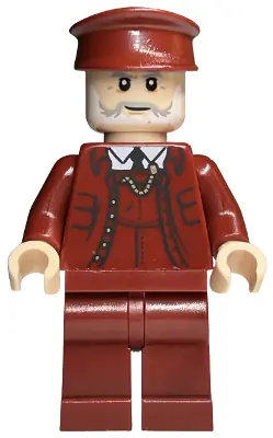HP440:  Train Conductor - Male, Dark Red Suit and Hat, Light Nougat Head