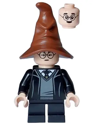 HP466:  Harry Potter - Hogwarts Robe, Black Tie and Short Legs, Reddish Brown Sorting Hat