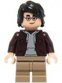 Minifigurka: HP467:  Harry Potter - Dark Brown Open Jacket, Dark Tan Medium Legs