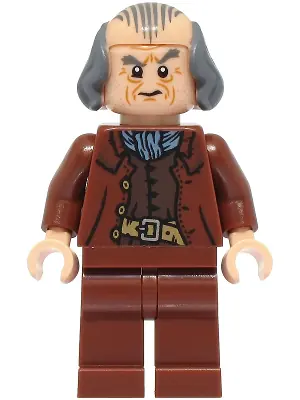 HP478:  Argus Filch - Bald on Top, Reddish Brown Coat, Dark Brown Vest, Plain Legs