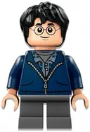Minifigurka: HP495:  Harry Potter - Dark Blue Hoodie, Dark Bluish Gray Short Legs