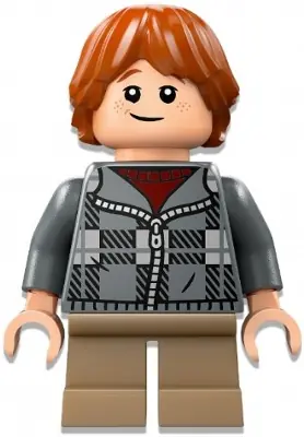 HP496:  Ron Weasley - Dark Bluish Gray Plaid Jacket, Dark Tan Short Legs