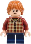 Minifigurka: HP513:  Ron Weasley - Dark Red Plaid Shirt, Dark Blue Short Legs