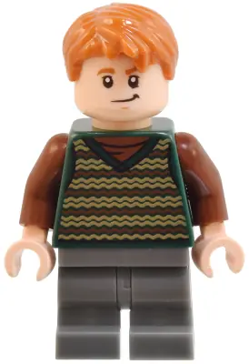 HP515:  Fred Weasley - Dark Green Striped Sweater Vest, Dark Bluish Gray Medium Legs