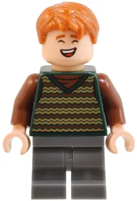 HP516:  George Weasley - Dark Green Striped Sweater Vest, Dark Bluish Gray Medium Legs