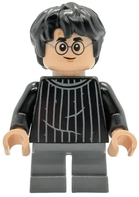 HP538:  Harry Potter - Black Striped Sweater, Dark Bluish Gray Short Legs