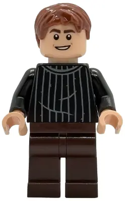 HP542:  Oliver Wood - Black Striped Sweater, Dark Brown Legs