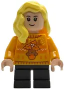 Minifigurka: HP592:  Hannah Abbott - Bright Light Orange Holiday Sweater, Black Short Legs