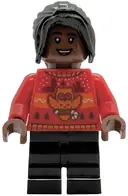 Minifigurka: HP593:  Angelina Johnson - Red Holiday Sweater, Black Medium Legs