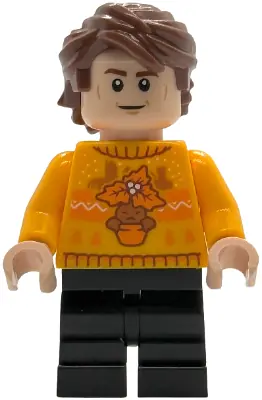 HP596:  Cedric Diggory - Bright Light Orange Holiday Sweater, Black Medium Legs
