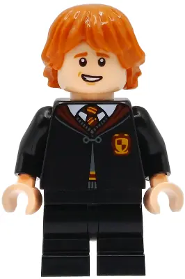 HP604:  Ron Weasley - Gryffindor Robe Clasped, Black Medium Legs, Open Mouth Smile