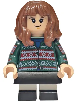 HP611:  Hermione Granger - Dark Green Sweater, Printed Arms, Black Skirt, and Short Legs with White Stripes