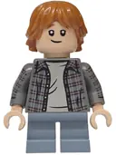 Minifigurka: HP612:  Ron Weasley - Plaid Shirt, Printed Arms, Sand Blue Short Legs