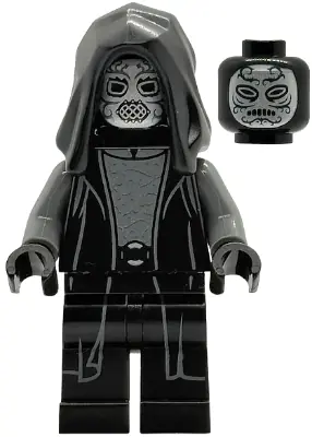 HP614:  Death Eater - Black Hood, Dark Bluish Gray Arms, Large Open Mouth / Squinting Eyes