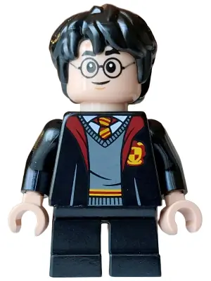 HP624:  Harry Potter - Gryffindor Robe Open, Black Short Legs, Grin / Reddish Brown Eyebrows