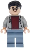 Minifigurka: HP631:  Harry Potter - Light Bluish Gray Hoodie Open, Sand Blue Legs